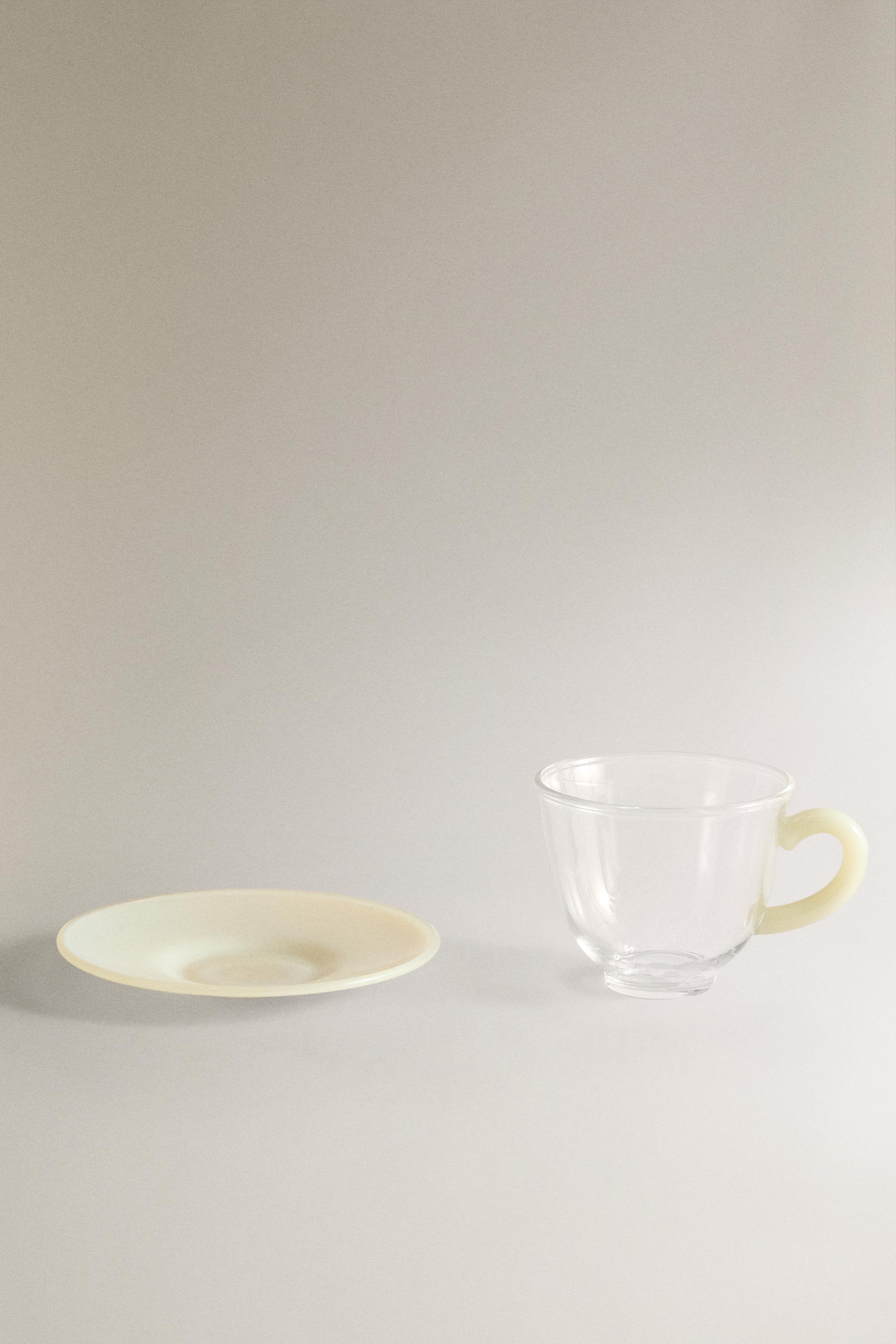 TASSE À CAFÉ ET SOUCOUPE EN BOROSILICATE COULEUR